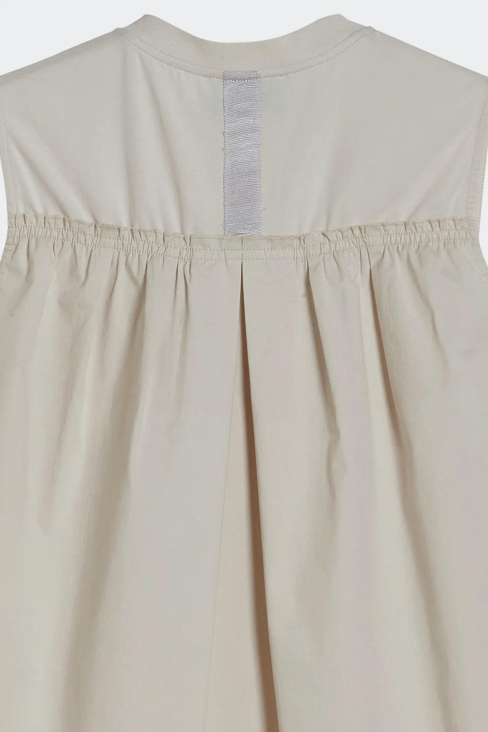 gathered solid jersey top beige detail