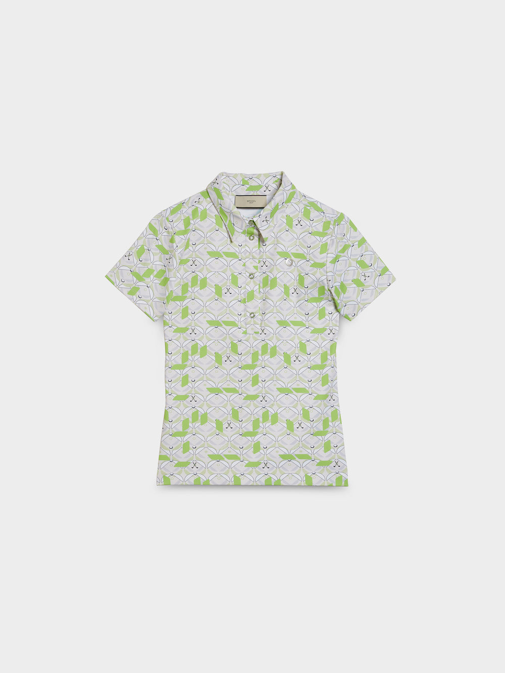 Geo Print Polo Shirt with Snap Buttons - SPOON