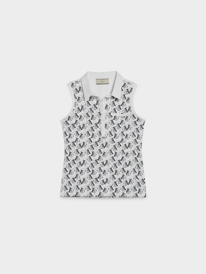 girl print triangle polo top