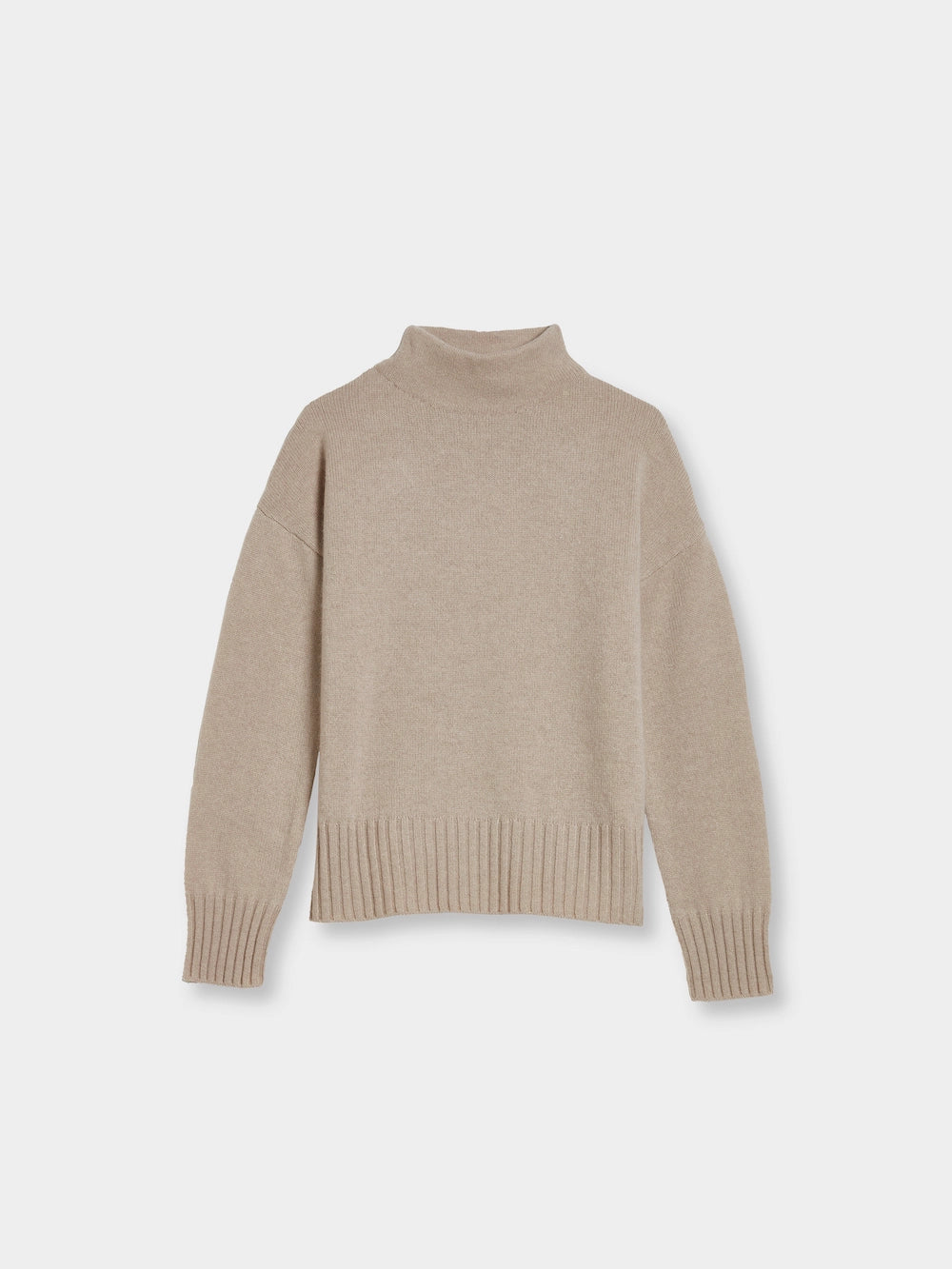 high neck cashmere sweater beige