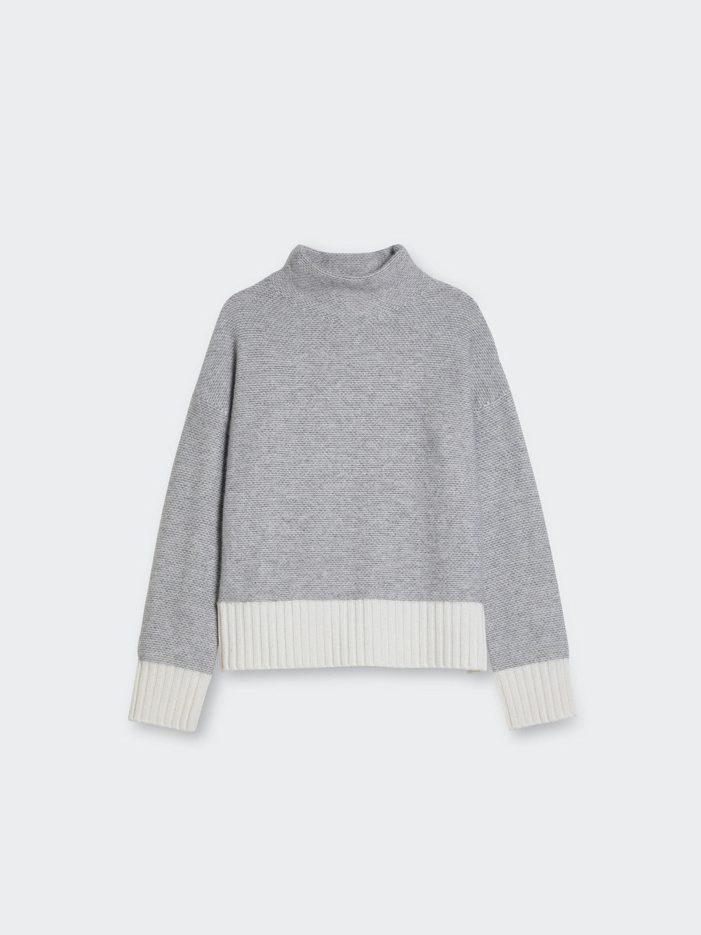 high neck cashmere sweater grey front