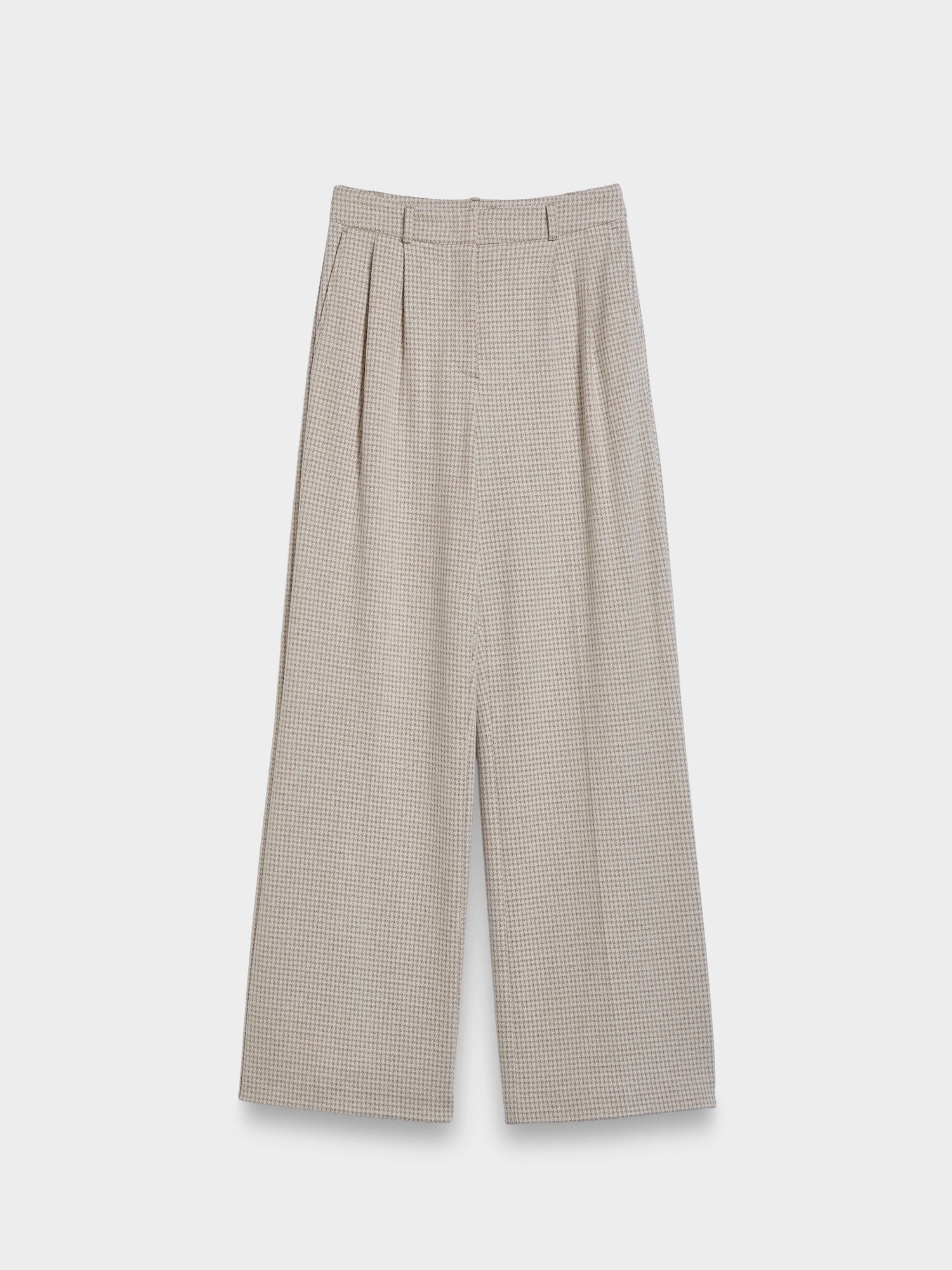 Wide Pleat Check Pants