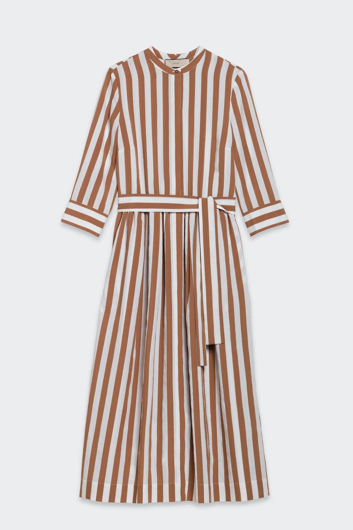 Striped Round Neck Long Dress - SPOON