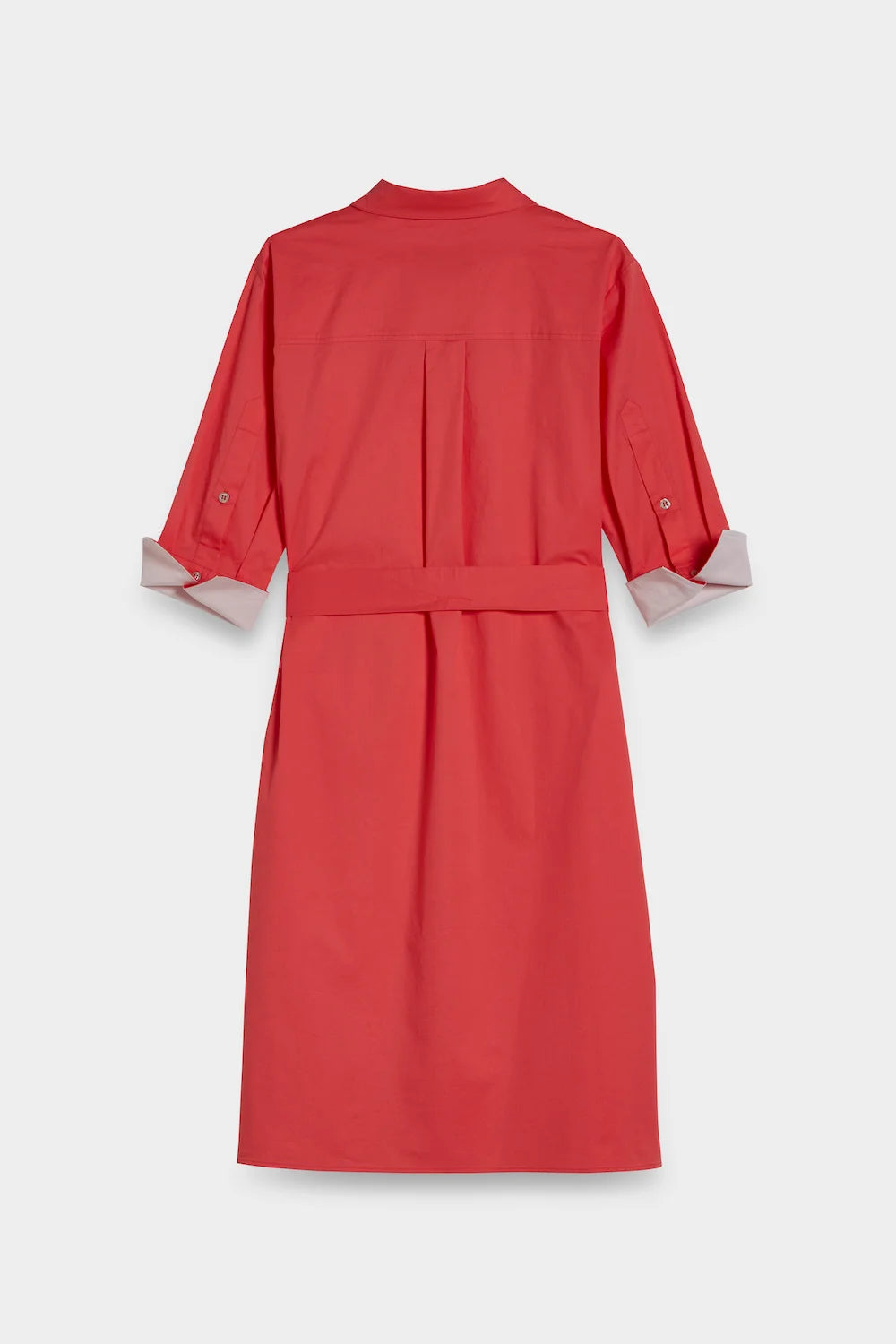 long poplin shirt dress coral main back