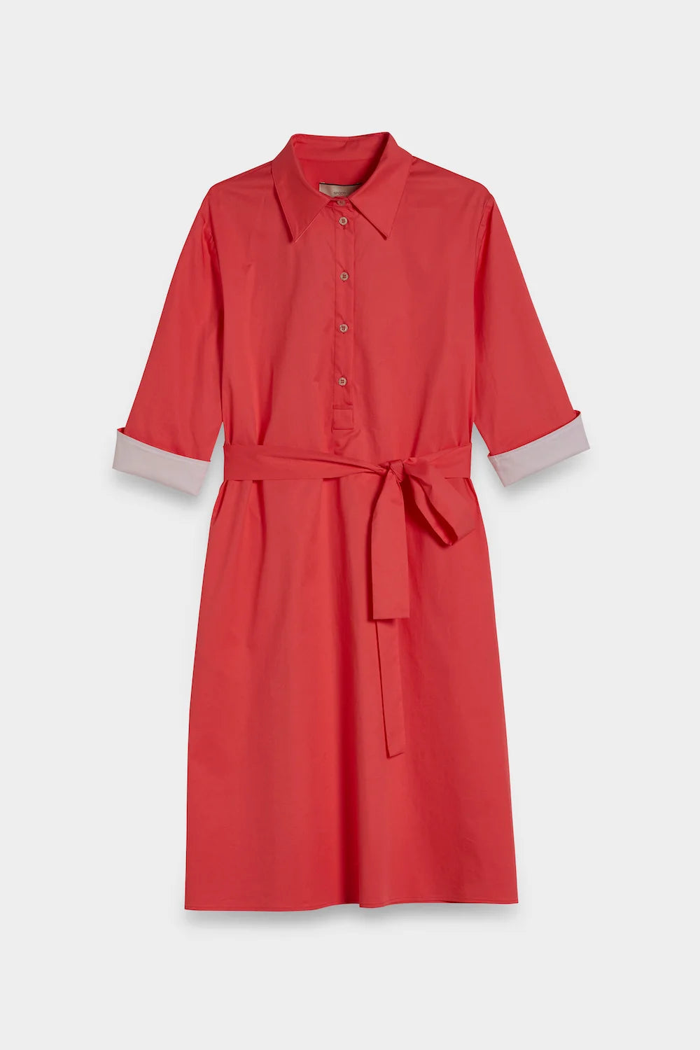 long poplin shirt dress coral main front