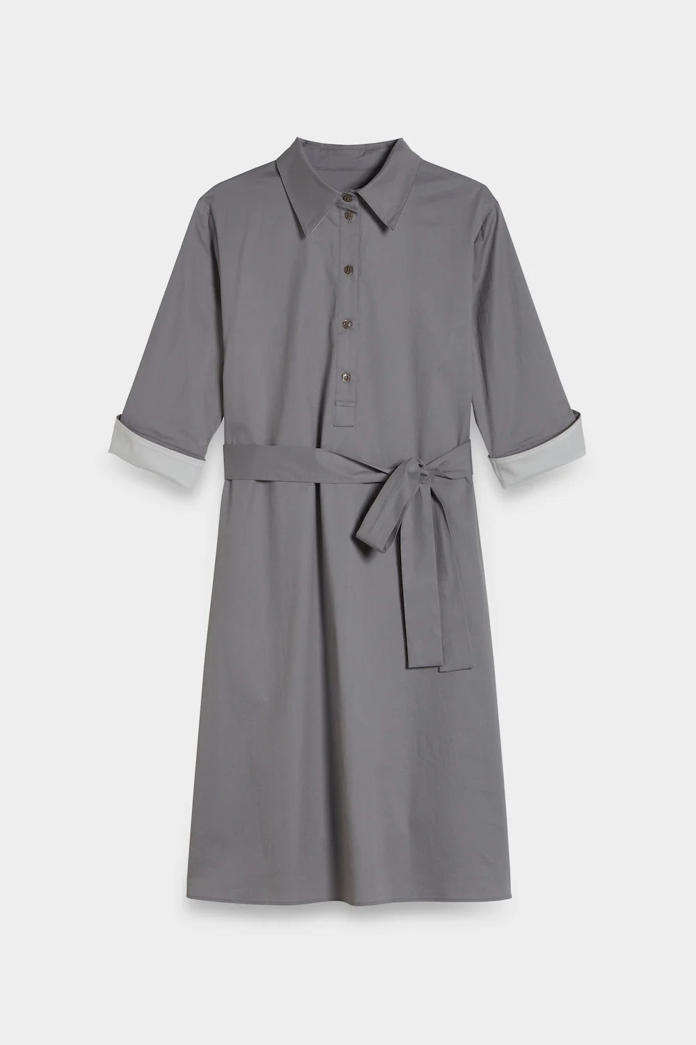 long poplin shirt dress grey front