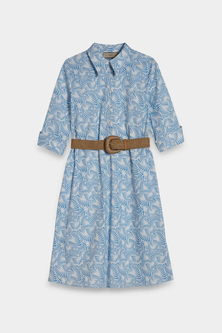 long print poplin shirt dress front