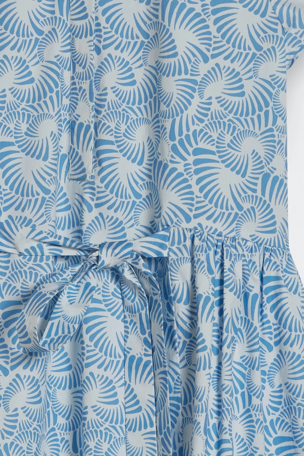 long ruffle print poplin dress detail