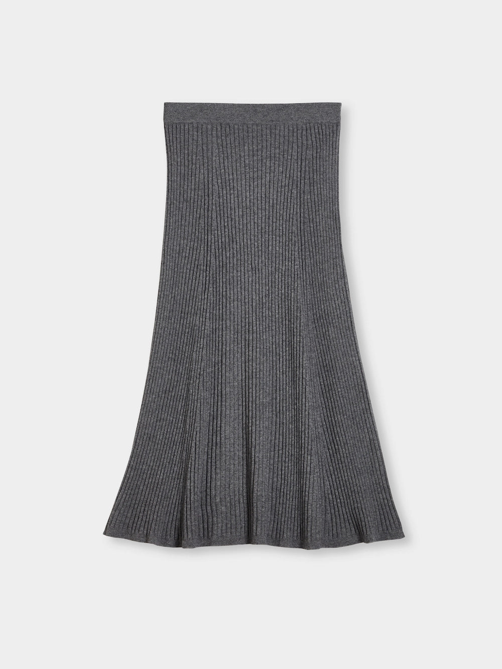 long wool cashmere rib skirt grey