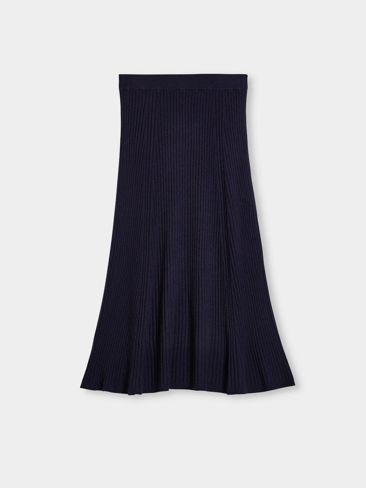 long wool cashmere rib skirt navy