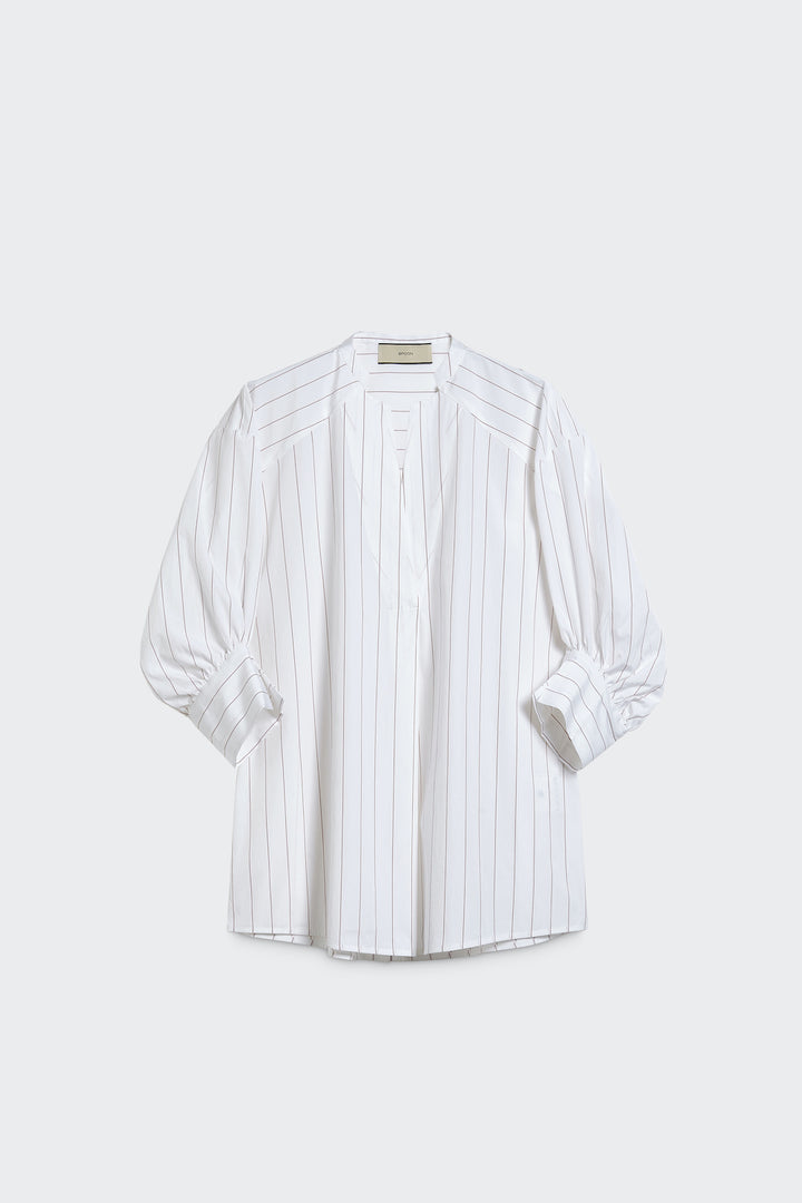  maxistriped v-neck blouse with dividing seam