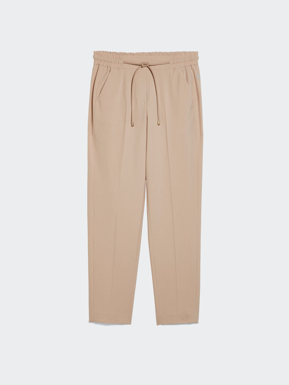 pants with faux leather strings beige front