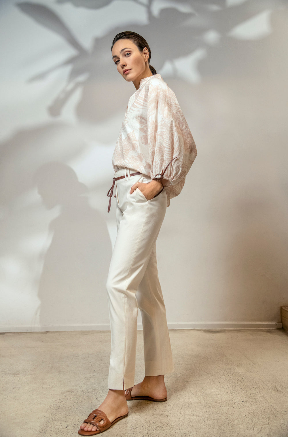 Printed Blouse with Strings - SPOON