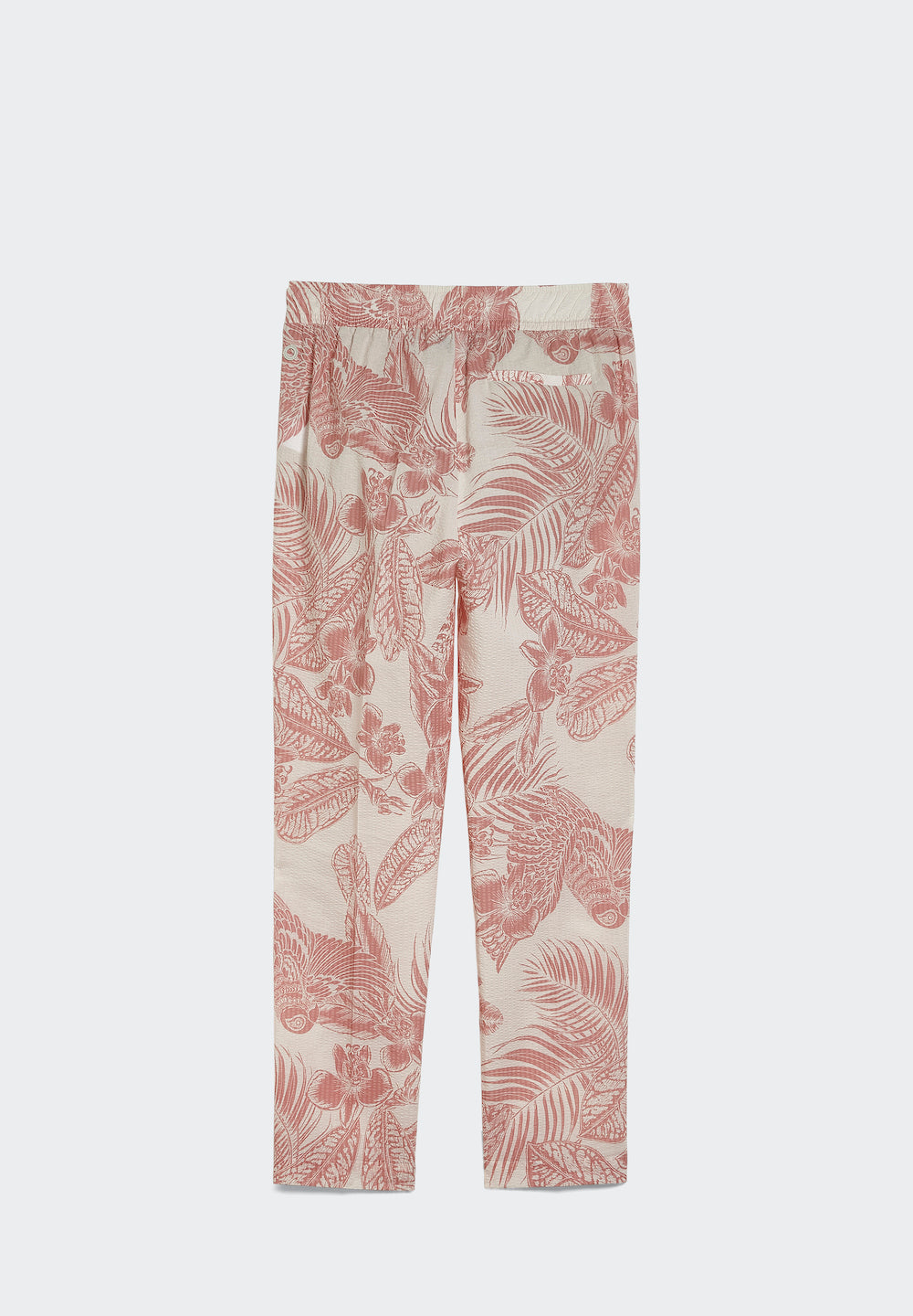 printed cotton lille slipover pants with welt pockets  back