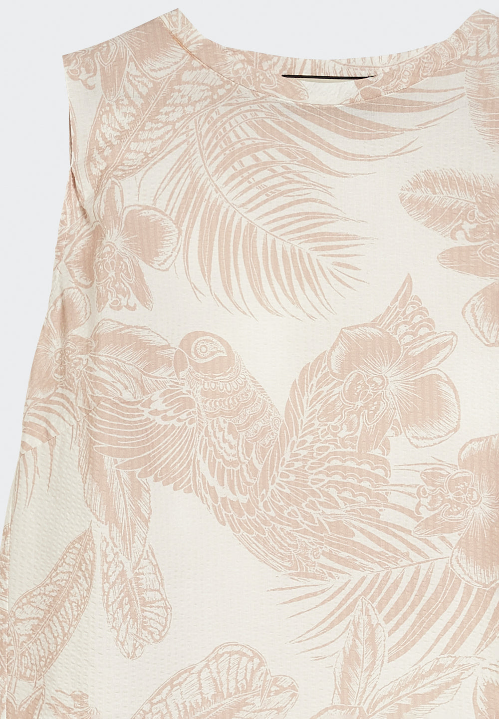 printed roundneck a-line top detail