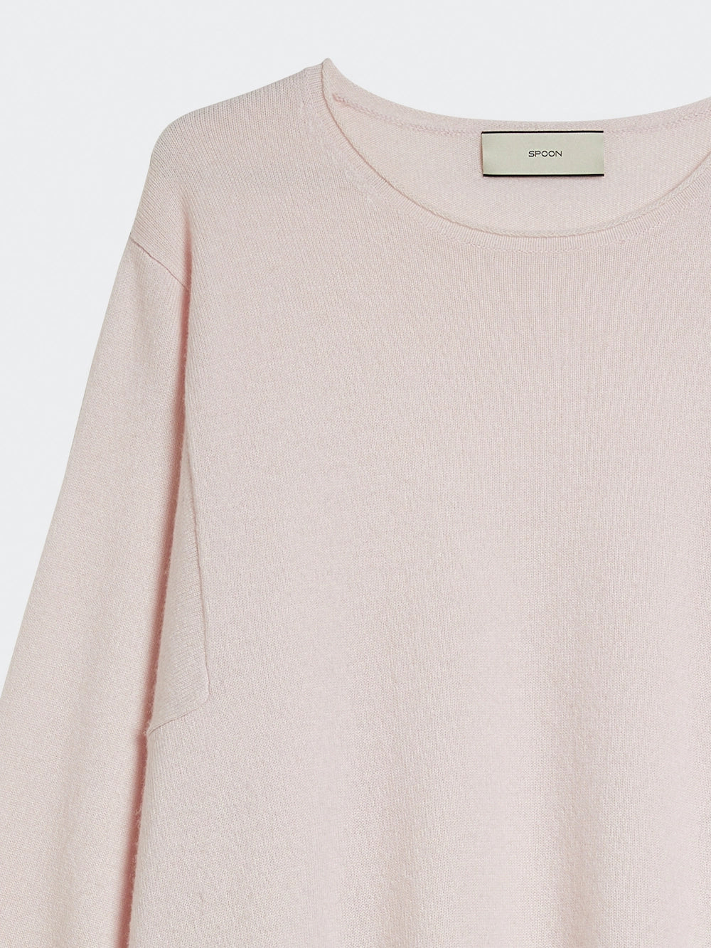 reversed seam cashmere sweater pale powder  detail