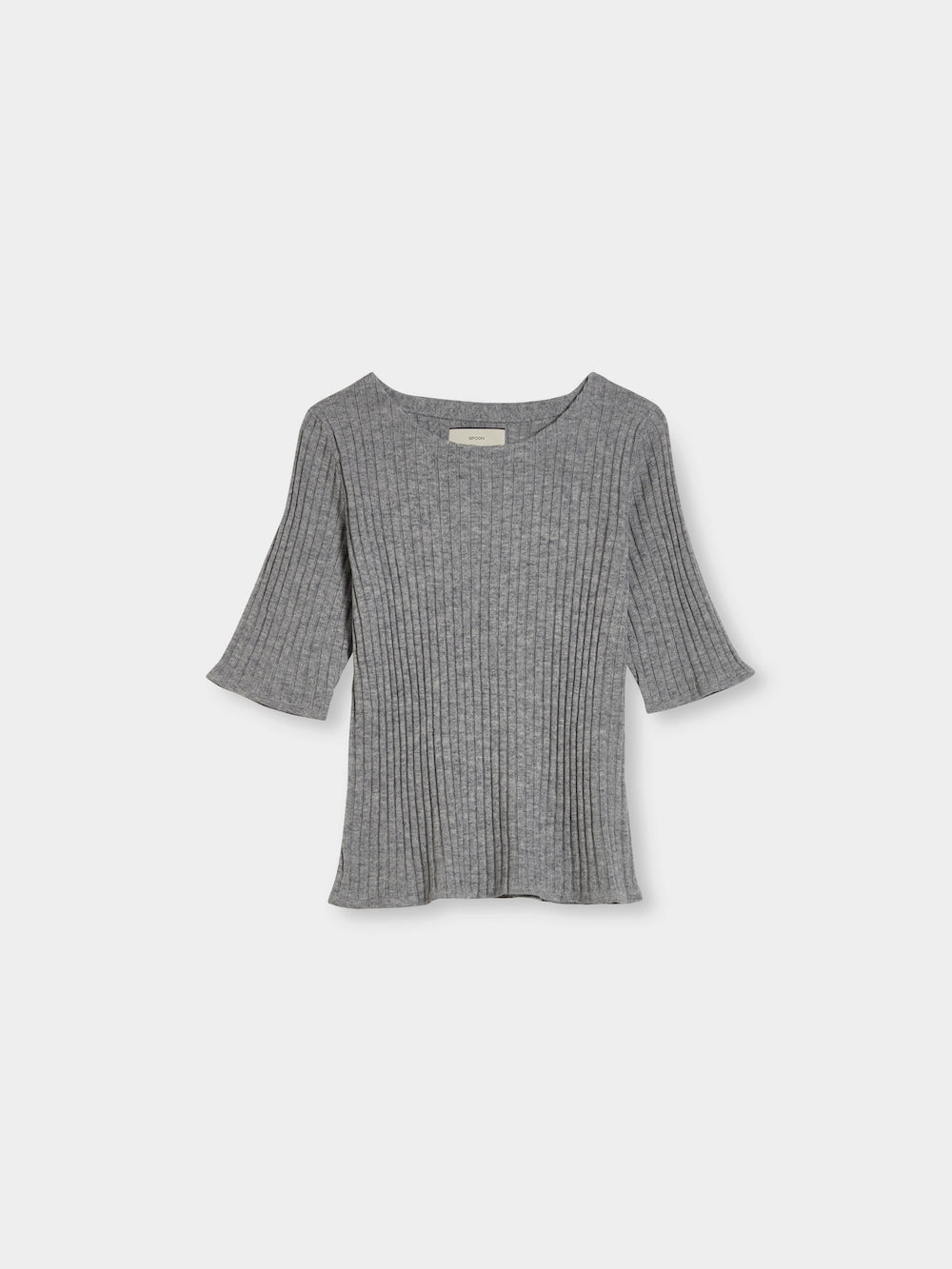 rib short sleeve wool cashmere sweater grey