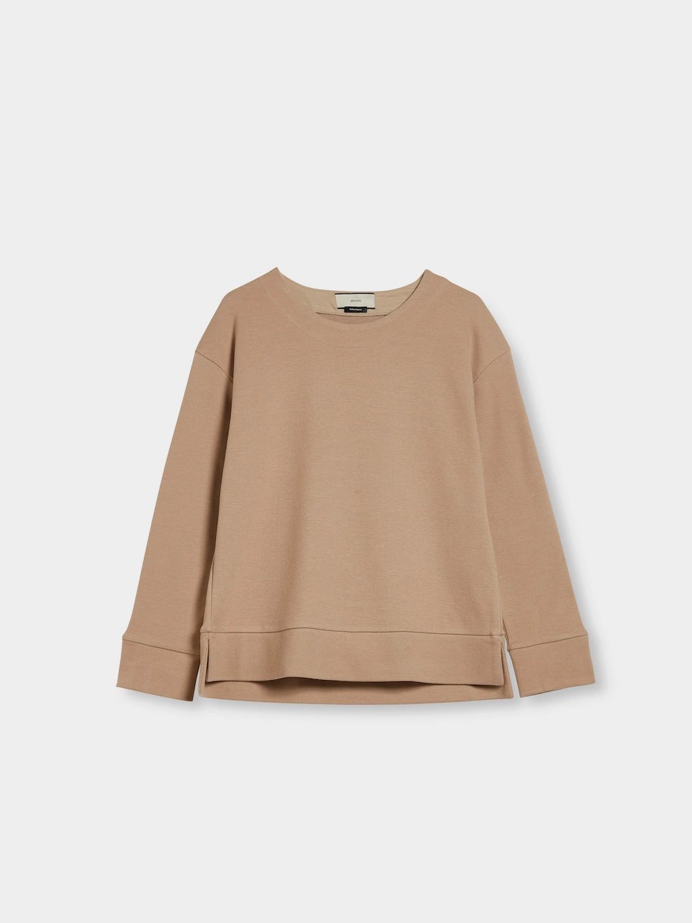 round neck jersey sweater beige front