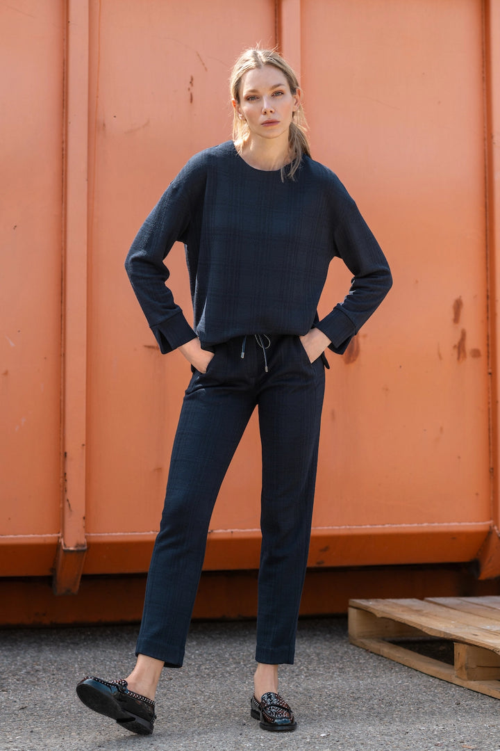 round neck jersey sweater navy main