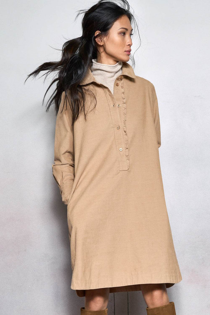 Ruffle Placket Cord Dress - SPOON