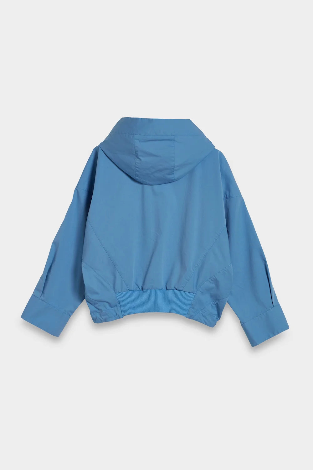 short hoodie parka blue back