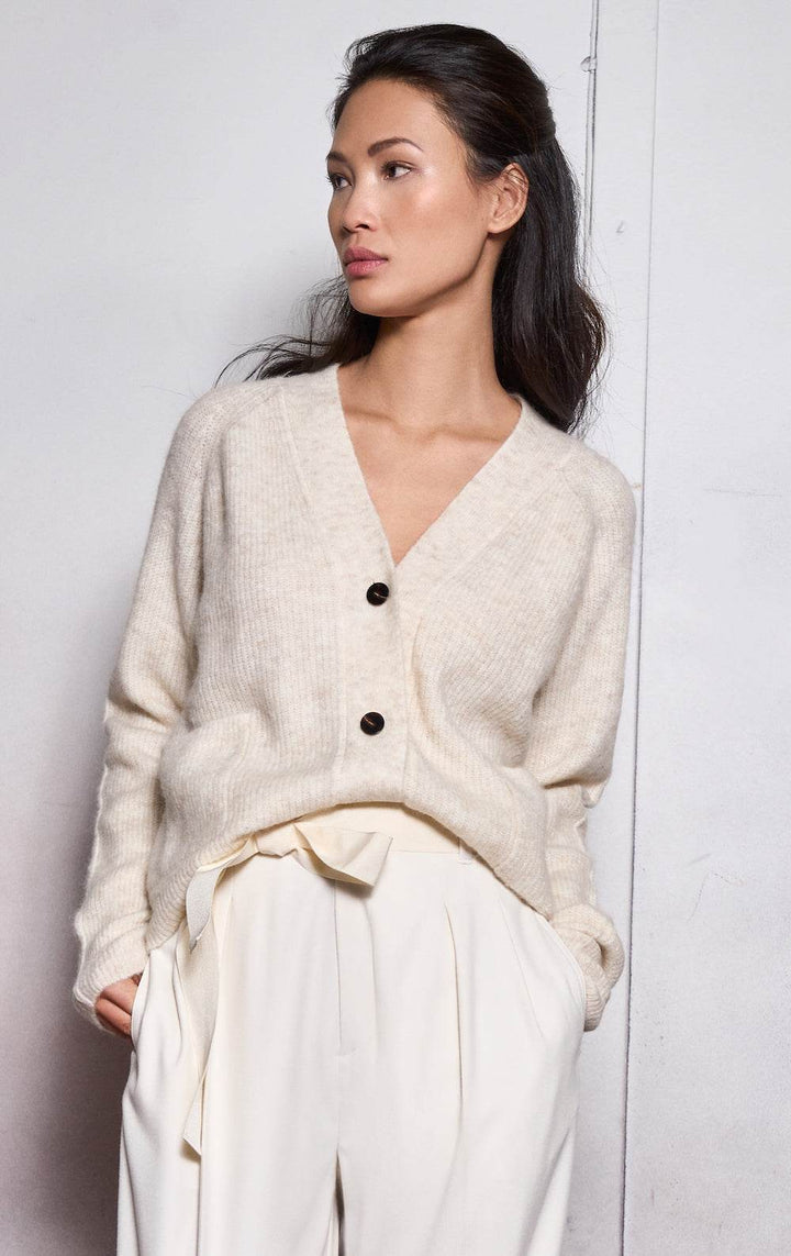 Short V-Neck Knit Cardigan - SPOON