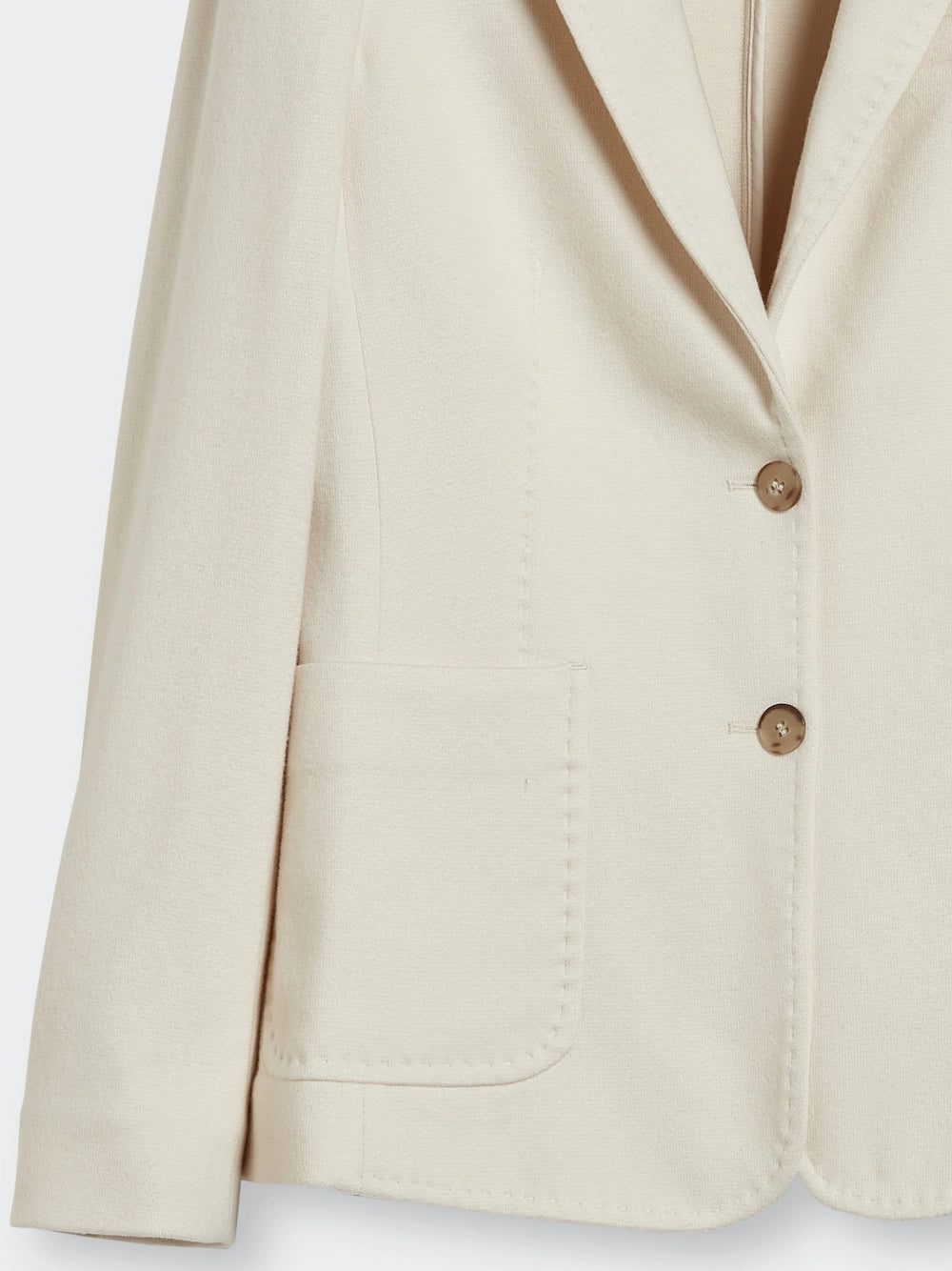 single breasted jersey blazer creme detail