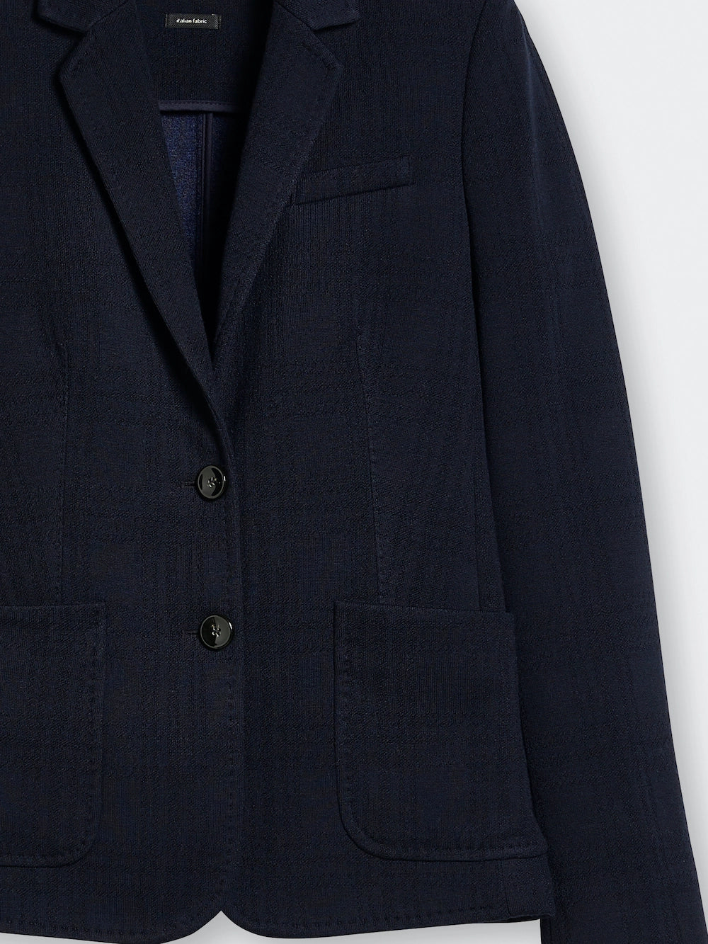 single breasted jersey blazer navy detail