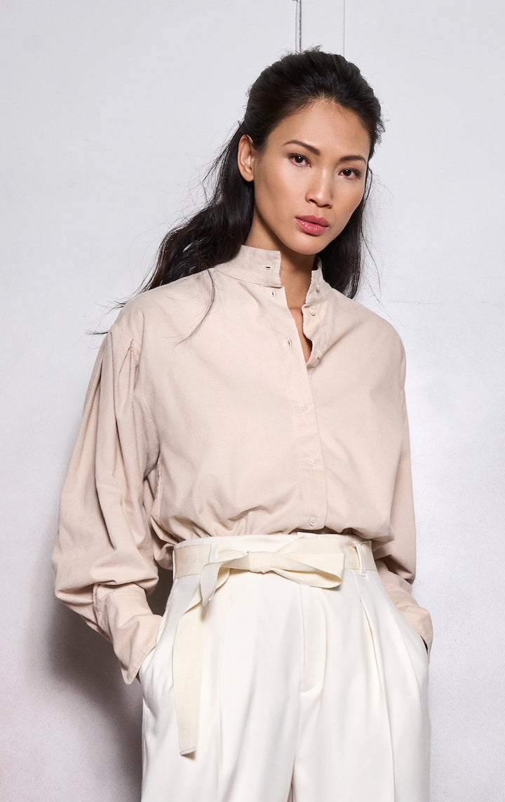 sleeve pleats cord blouse