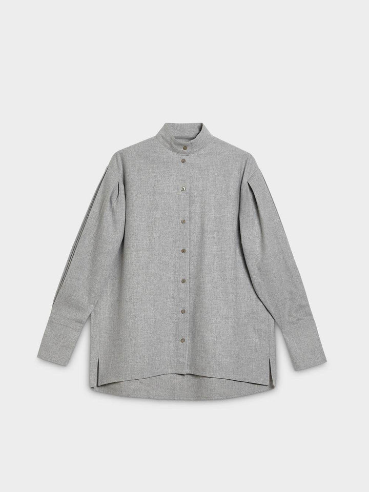 Sleeve Pleats Flannel Blouse - SPOON