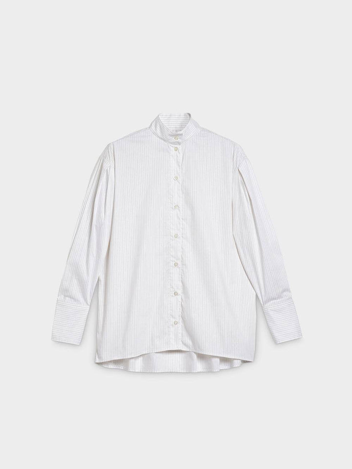 Sleeve Pleats Stripe Blouse - SPOON