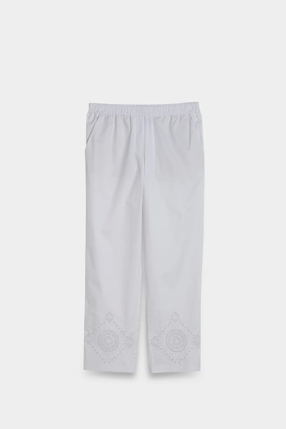 slip-on broderie cotton pants