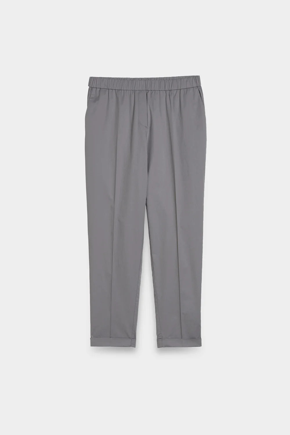 slip-on cotton poplin pants grey front