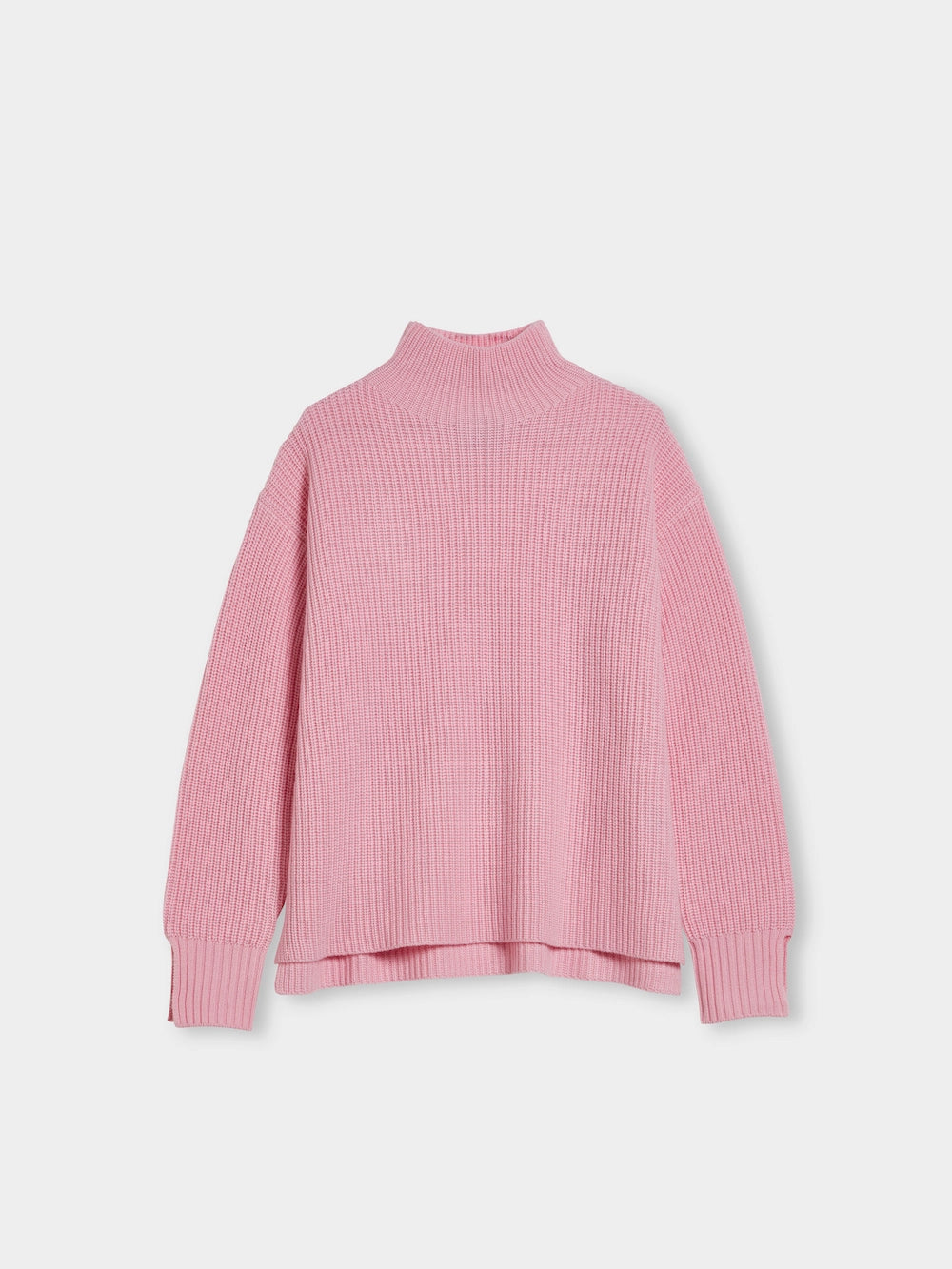 turtle neck chunky wool cashmere sweater pink front