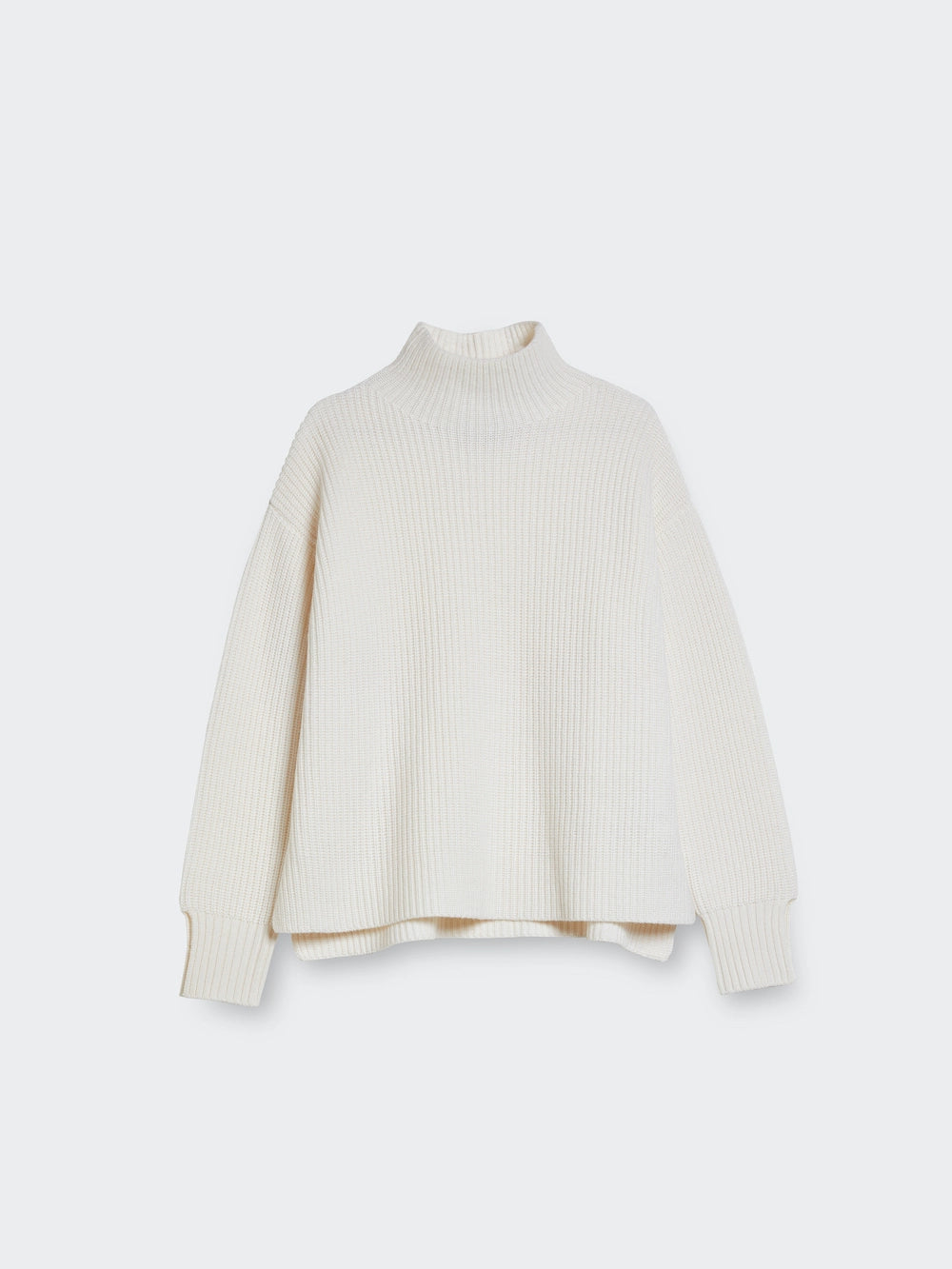 turtle neck chunky wool cashmere sweater white front