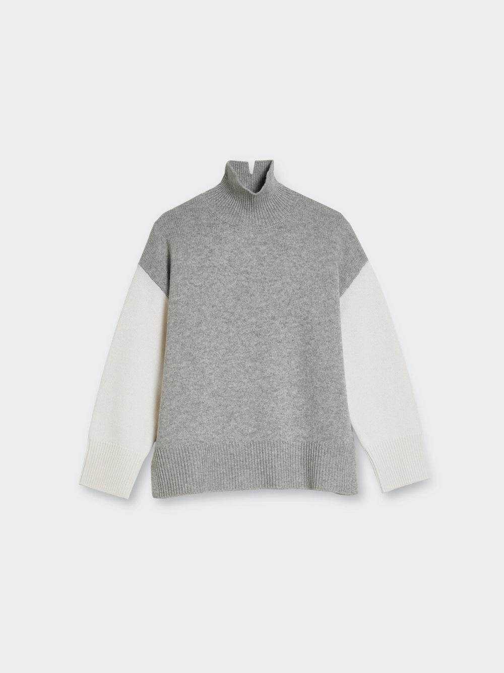 Turtle Neck Contrast Wool-Cashmere Sweater - SPOON
