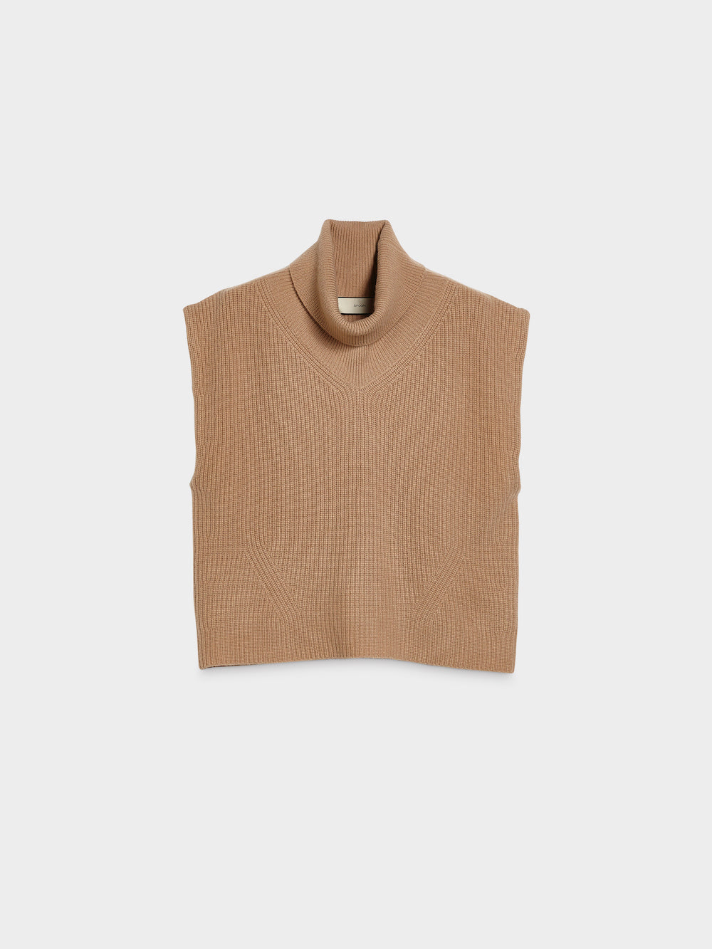 turtle neck cashmere slip over caramel front