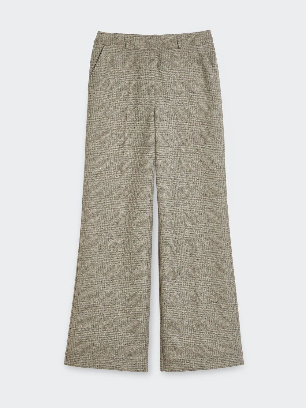 wide leg check pants check front