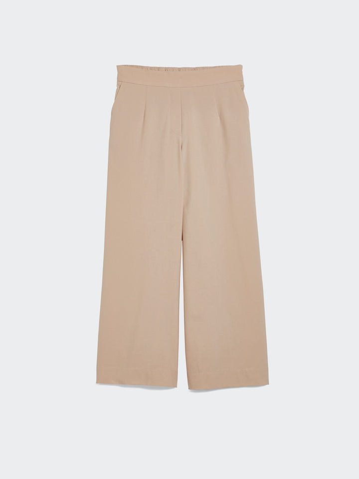 wide leg pants with back elastic waistband beige