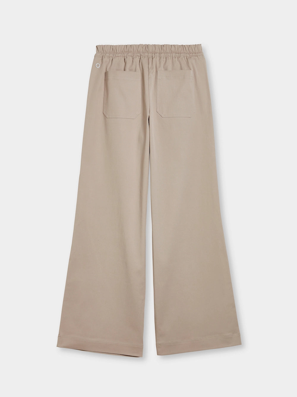 wide leg string pants beige back